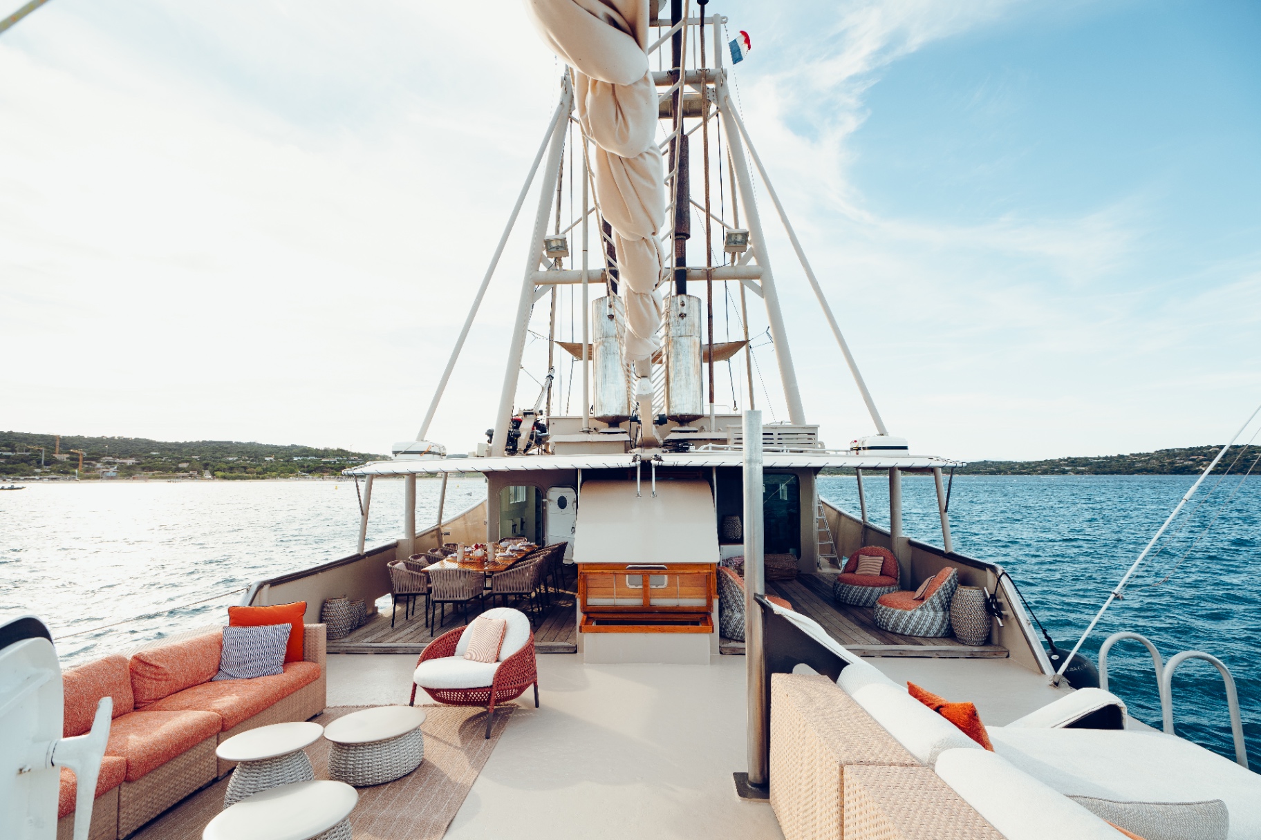 Pink Shrimp aft deck lounge and dining
